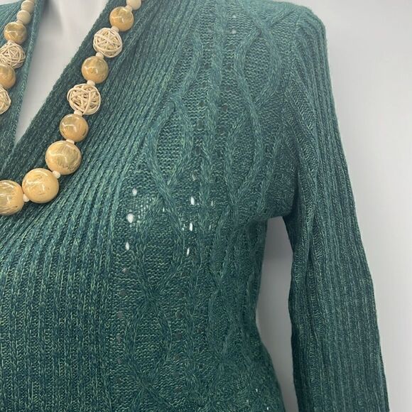 89th & Madison green long sleeve open cardigan large - Picture 3 of 6